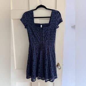 Aeropostale Lace Up Bodice Navy Blue Mini Dress